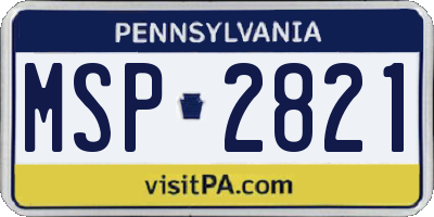 PA license plate MSP2821