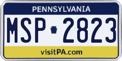 PA license plate MSP2823