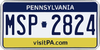 PA license plate MSP2824