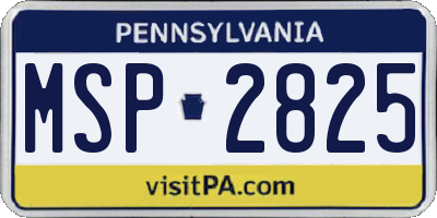 PA license plate MSP2825