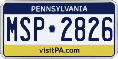 PA license plate MSP2826