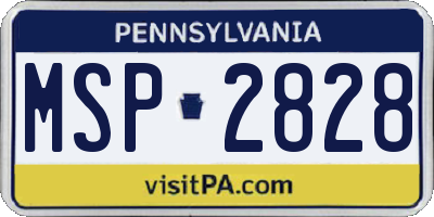 PA license plate MSP2828