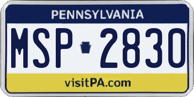 PA license plate MSP2830