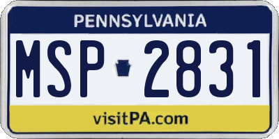PA license plate MSP2831