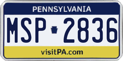 PA license plate MSP2836