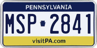 PA license plate MSP2841
