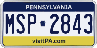 PA license plate MSP2843