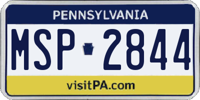 PA license plate MSP2844