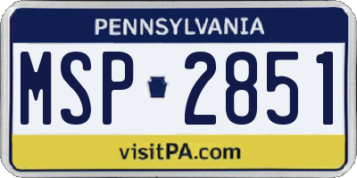 PA license plate MSP2851