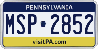 PA license plate MSP2852