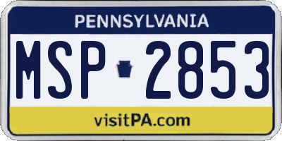 PA license plate MSP2853