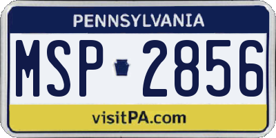 PA license plate MSP2856