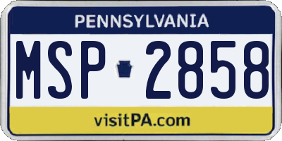 PA license plate MSP2858