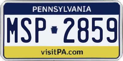 PA license plate MSP2859