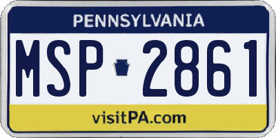PA license plate MSP2861