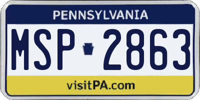 PA license plate MSP2863