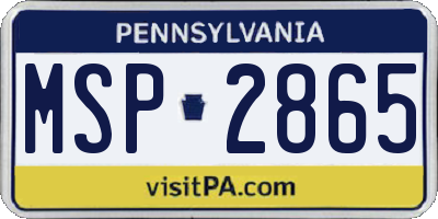 PA license plate MSP2865