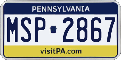 PA license plate MSP2867
