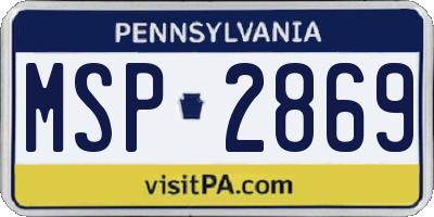 PA license plate MSP2869