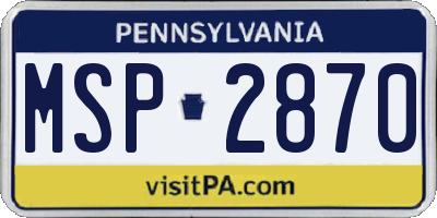 PA license plate MSP2870