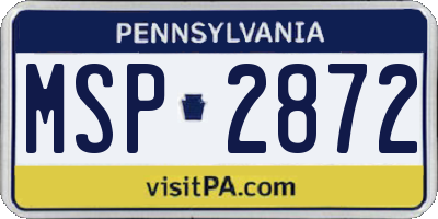 PA license plate MSP2872