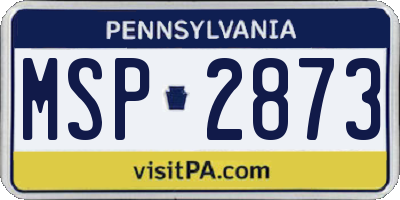 PA license plate MSP2873