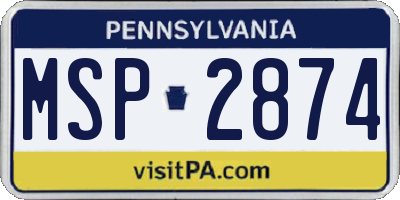 PA license plate MSP2874