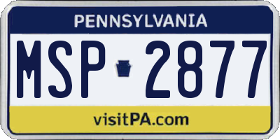 PA license plate MSP2877