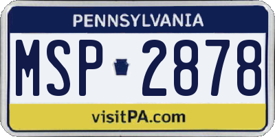 PA license plate MSP2878