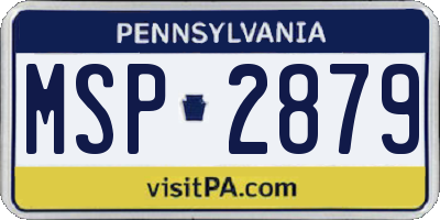 PA license plate MSP2879