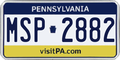 PA license plate MSP2882