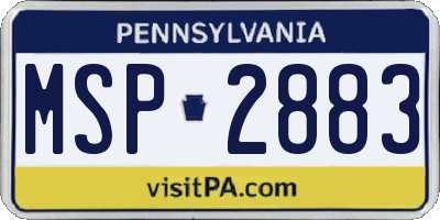 PA license plate MSP2883