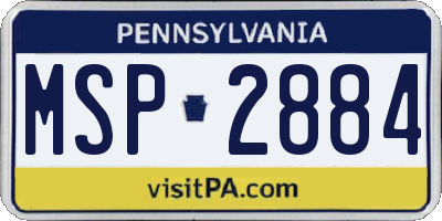 PA license plate MSP2884