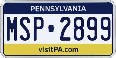 PA license plate MSP2899