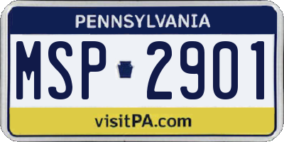 PA license plate MSP2901