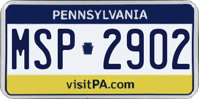 PA license plate MSP2902