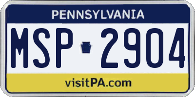 PA license plate MSP2904