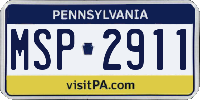 PA license plate MSP2911