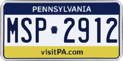 PA license plate MSP2912