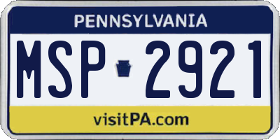 PA license plate MSP2921