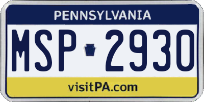 PA license plate MSP2930