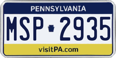 PA license plate MSP2935