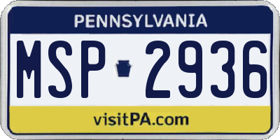 PA license plate MSP2936