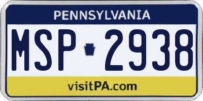 PA license plate MSP2938