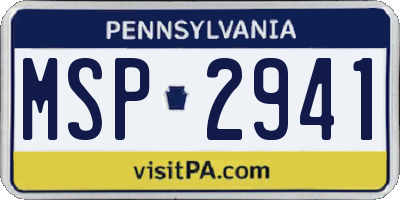 PA license plate MSP2941