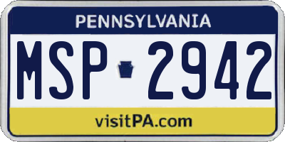 PA license plate MSP2942