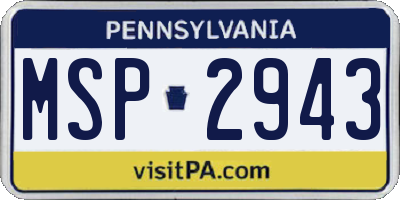 PA license plate MSP2943