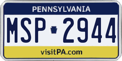 PA license plate MSP2944
