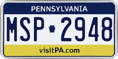 PA license plate MSP2948
