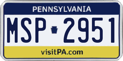 PA license plate MSP2951